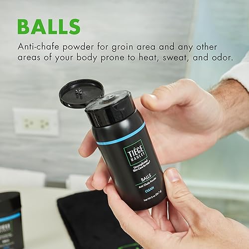Miniatura 2 de Tiege Hanley Polvo antirozaduras para hombre (paquete de 1)  Polvo para pies, muslos y bolas para irritación  Limpio, eucalipto y menta verde con