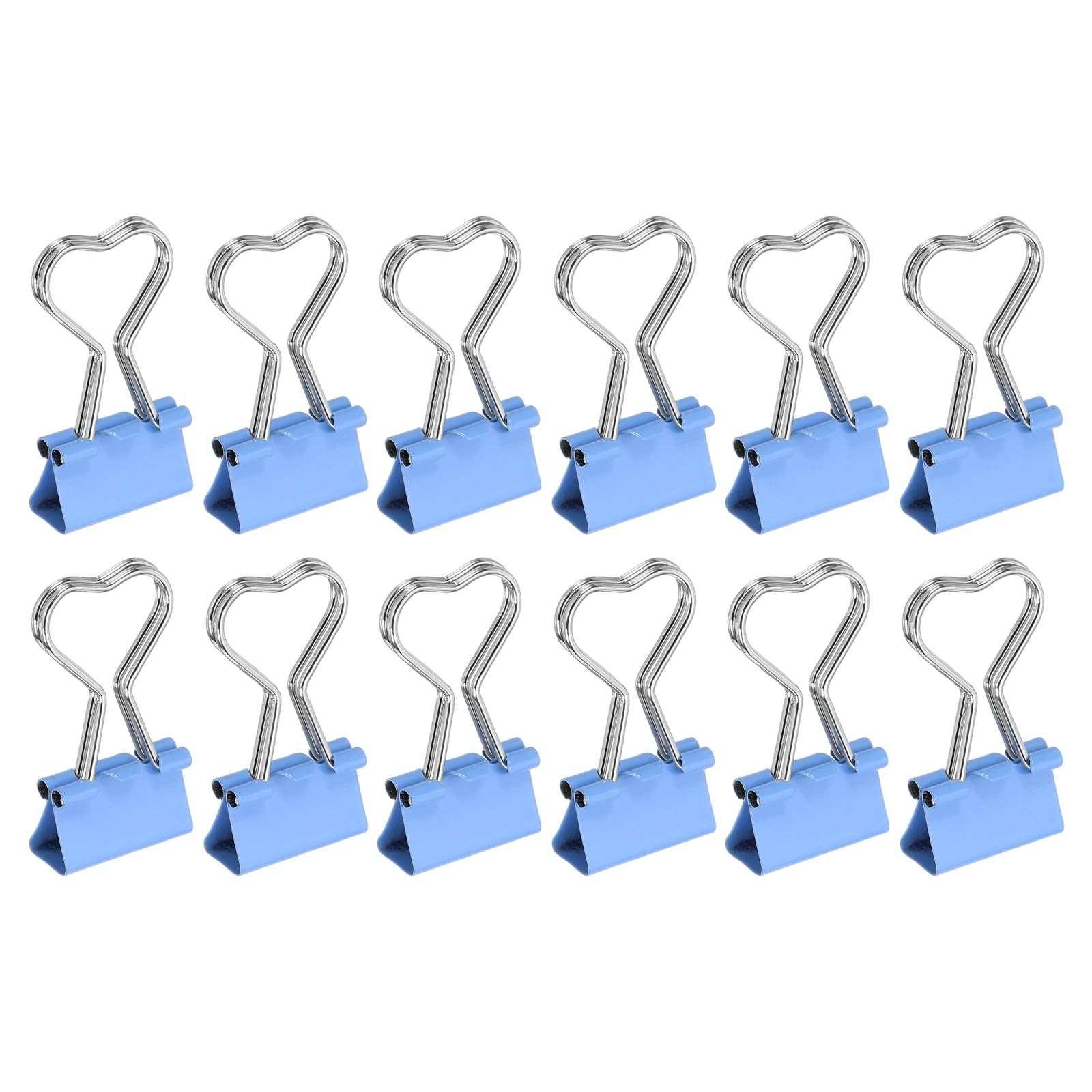 PATIKIL 12Pcs Small Binder Clips, Heart Shape Cute Binder Clips Paper Clamps Bulk for Paper Bookmarks Planner Notes Letter Journals Office Supplies Bags Crafts, Blue