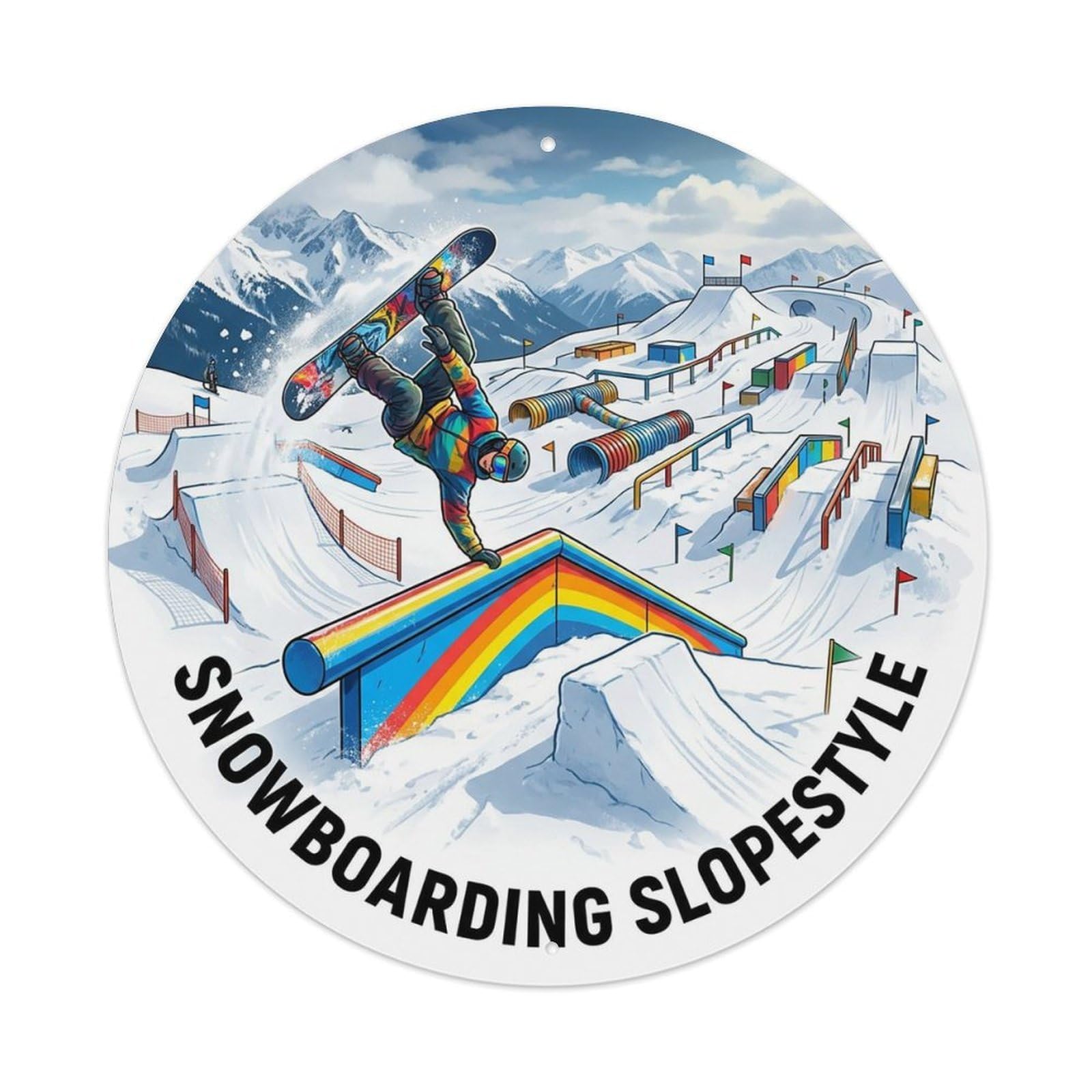 Vintage Snowboarding Slopestyle Extreme Sports Vintage Metal Tin Sign Plaque Wall Decor for Cafe, Club Bar, Office, Garden Metal Poster 8x8Inch