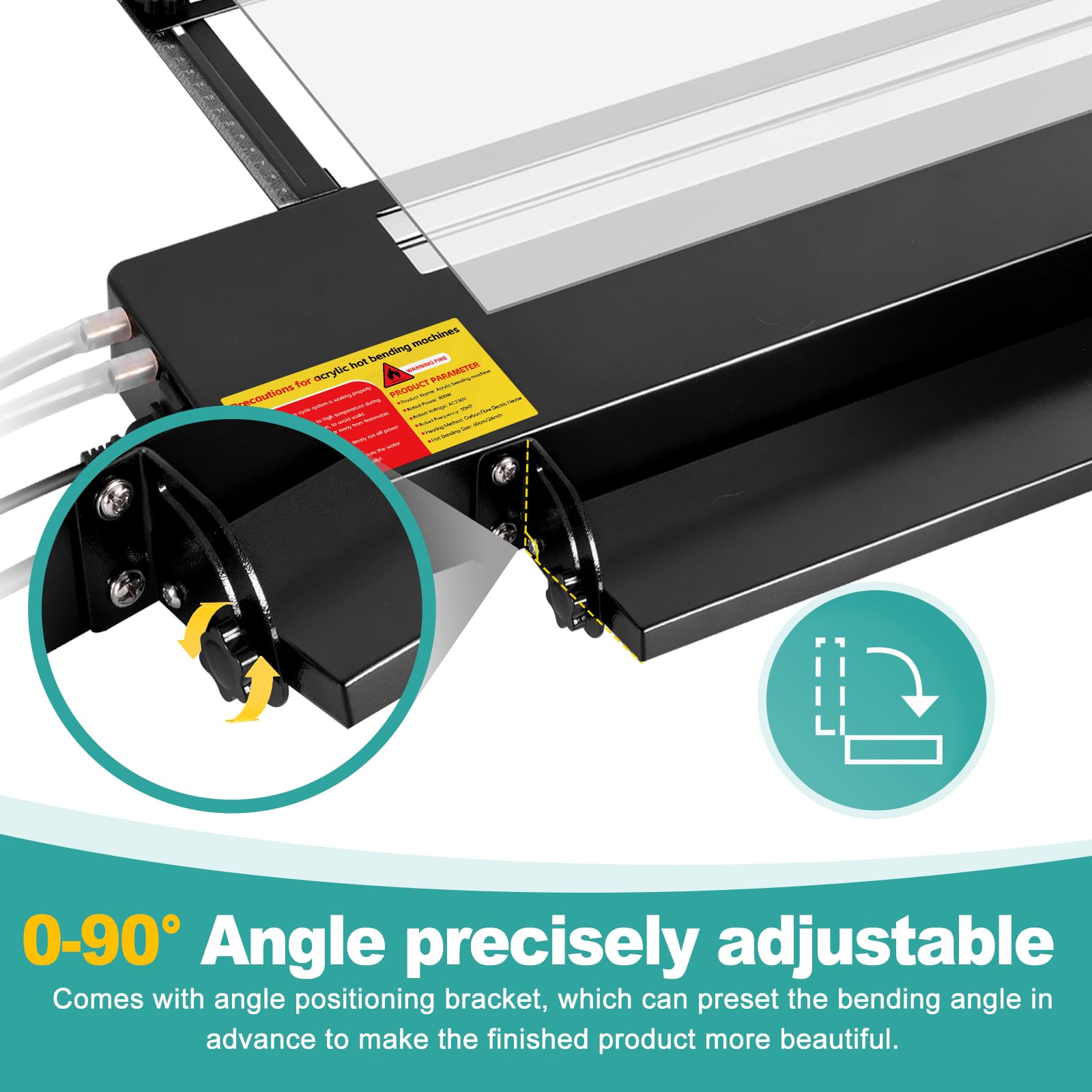 Doblador digital de plástico acrílico, dispositivo de doblado térmico de acrílico de 60 cm de largo con cable calefactor de repuesto, doblador térmico de plástico con ángulo y longitud ajustables para
