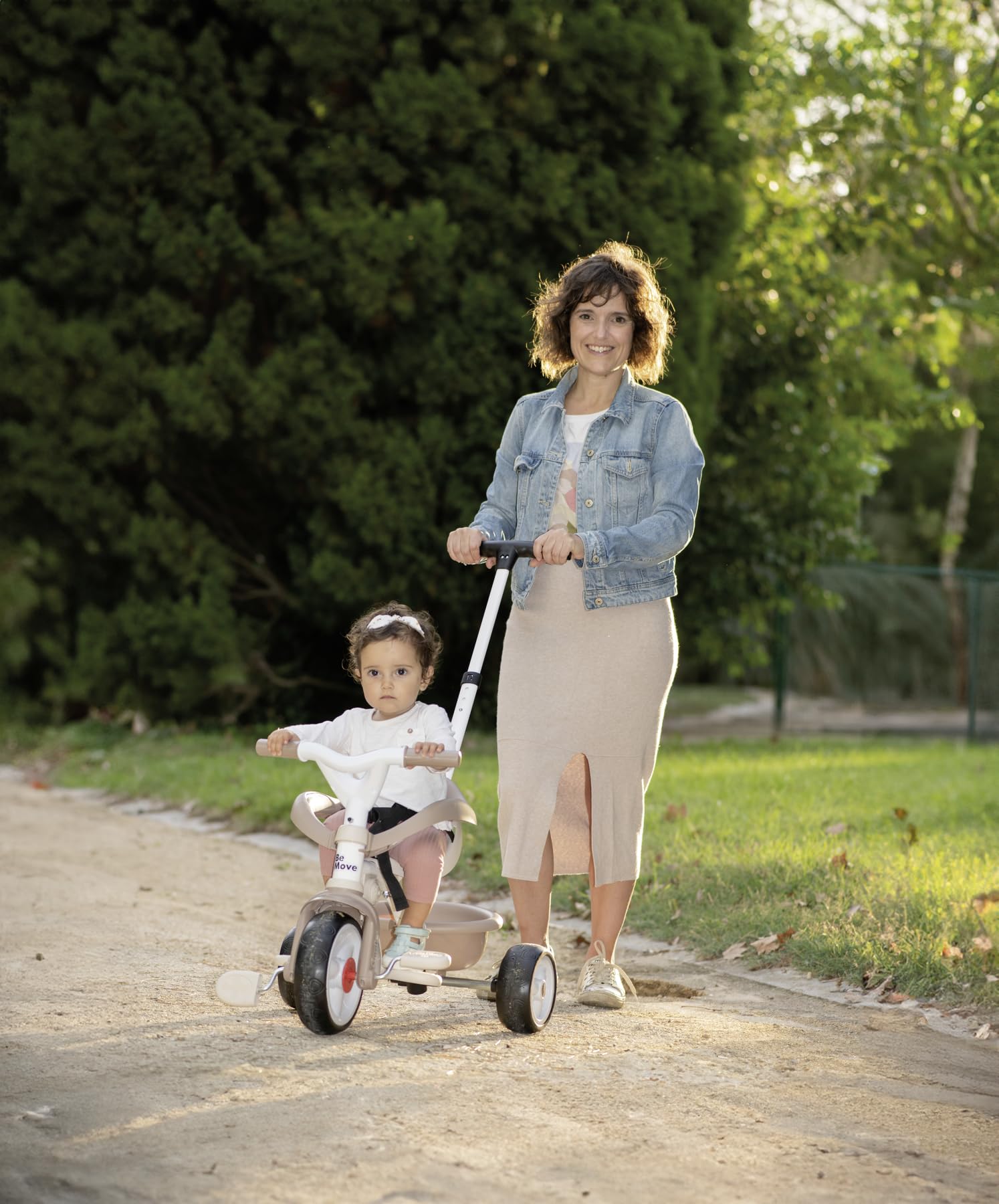 Smoby Triciclo Be Move Confort Beige - Evolutivo 3 en 1, Marco Metálico, Protección Rueda Libre, Barra de Empuje, Asiento Ajustable, Cinturón y Barra de Seguridad, Desde 10 Meses (7600740418)