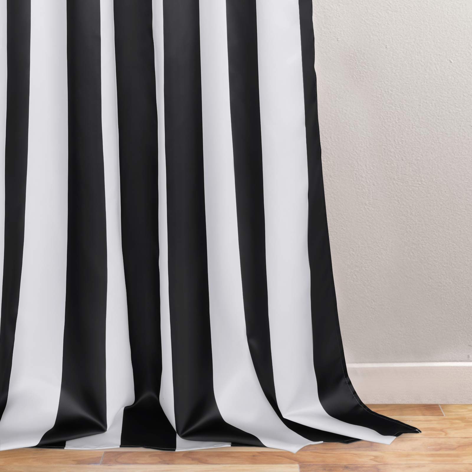 ASPMIZ Lot de 2 Rideaux de fenêtre à Rayures Verticales Noires et Blanches avec œillets pour décoration de Chambre à Coucher et Salon, 132,1 x 213,4 cm de Long