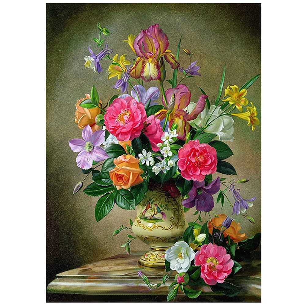 TWW 5D DIY Diamond Painting Full Drill by Number Kits, Full Drill Crystal Rhinestone Embroidery Pictures Arts Craft for Home Wall Decor Gift Living Room vase(12x16inch)