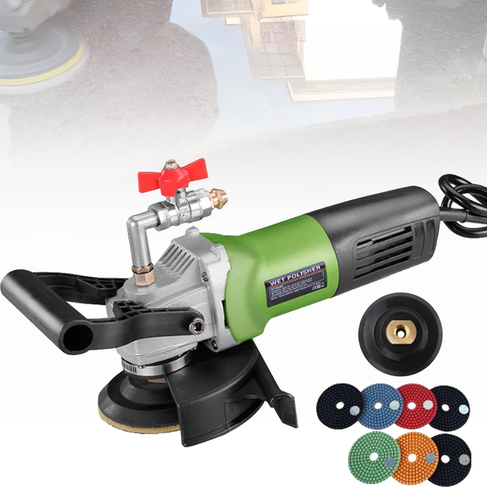 Electric Wet Polisher Grinder, Water-Filled Grinding Machine, 6 Gears, for Concrete, Marble, Stones, Cement Floor Polishing (Type3 )