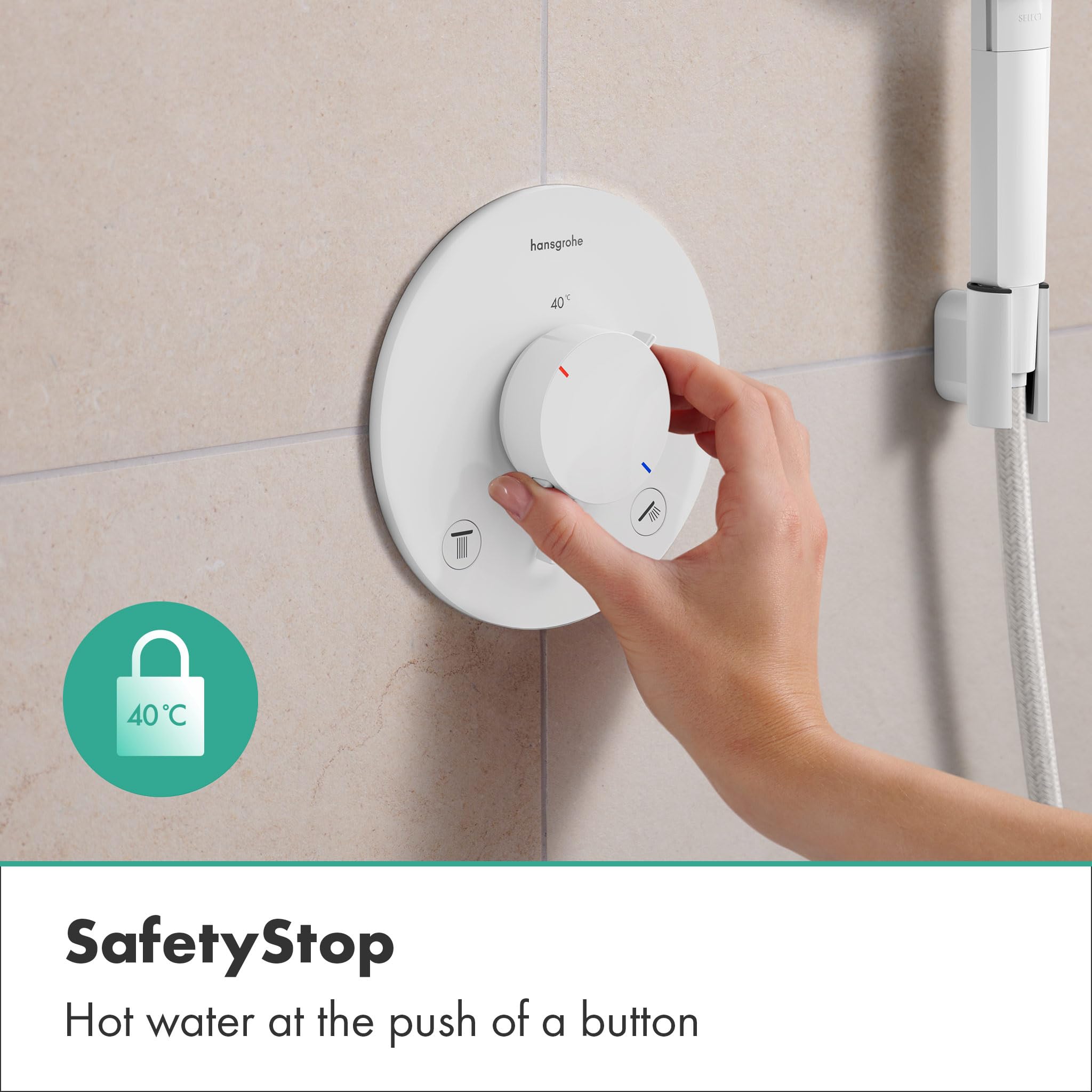 hansgrohe Ecostat Comfort S 33715700 termostat prysznicowy podtynkowy, armatura prysznicowa z blokadą bezpieczeństwa (SafetyStop) w temperaturze 40°C, termostat do prysznica, bateria mieszająca dla 2