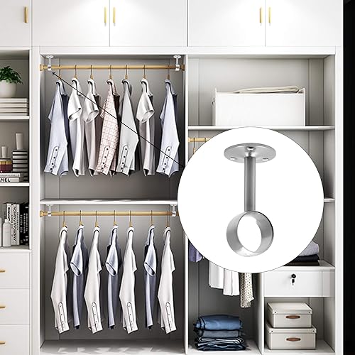 Miniatura 51 de 4 soportes de barra de cortina de montaje en techo de 1 pulgada, soporte para barra de barra de armario de brida, enchufe de barra de cortina