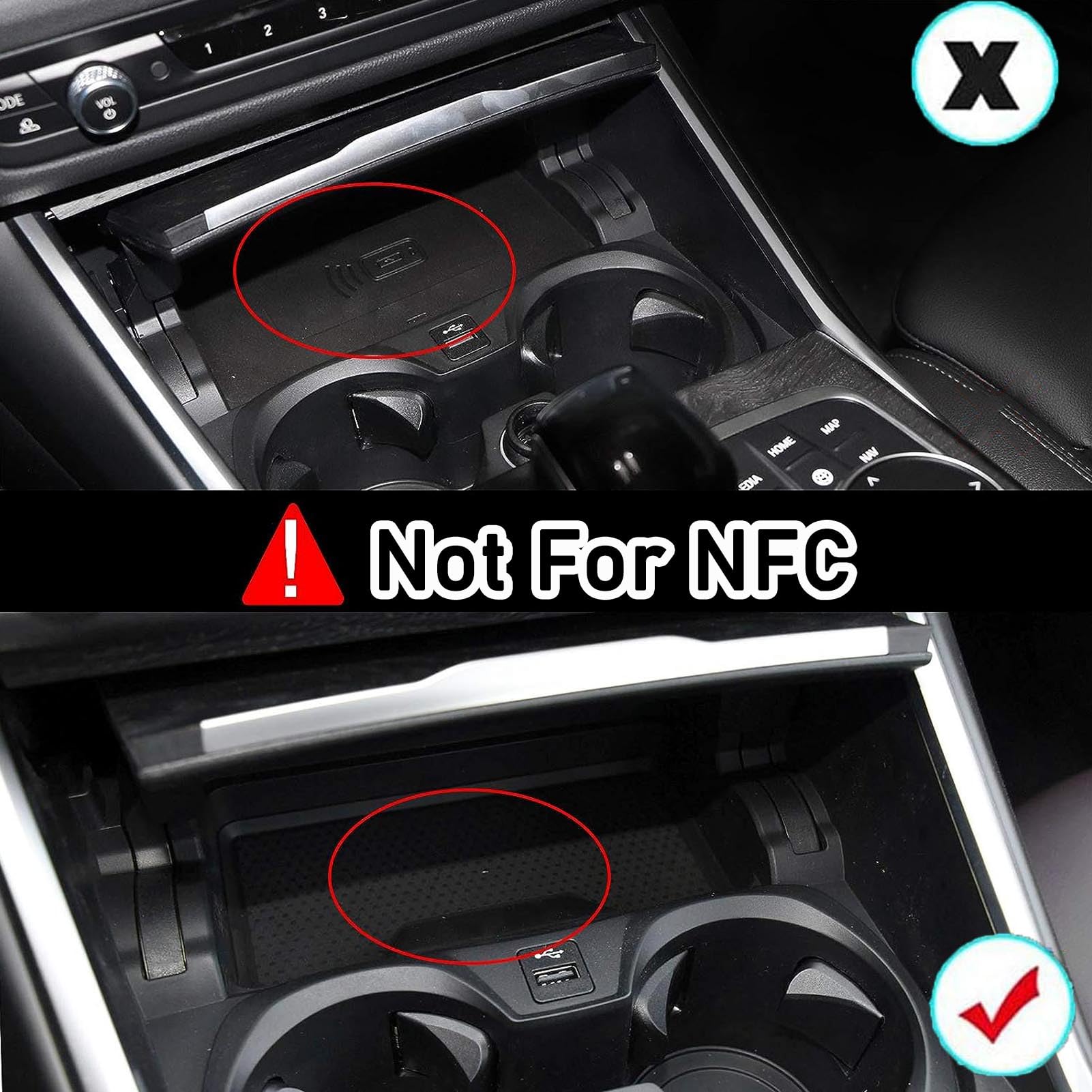 Caricabatterie Wireless per Auto per Serie 5/M5, Serie 6 GT/M6, Tutti i Modelli, Accessorio con Ricarica Rapida Wireless da 15 W e USB Qc3.0, Regalo per la Famiglia