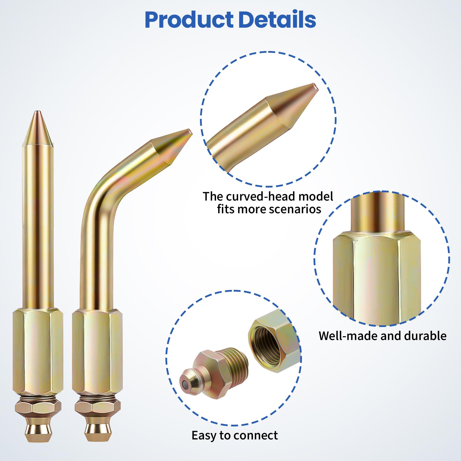 7PCS Grease Gun Needle Tips Accessories Kit Set Mini Needle Dispenser Rubber Joint Nipple Straight Nozzle Coupler Elbow Fittings Adapter Detachable Injector for Narrow Tight Small Confined Spaces