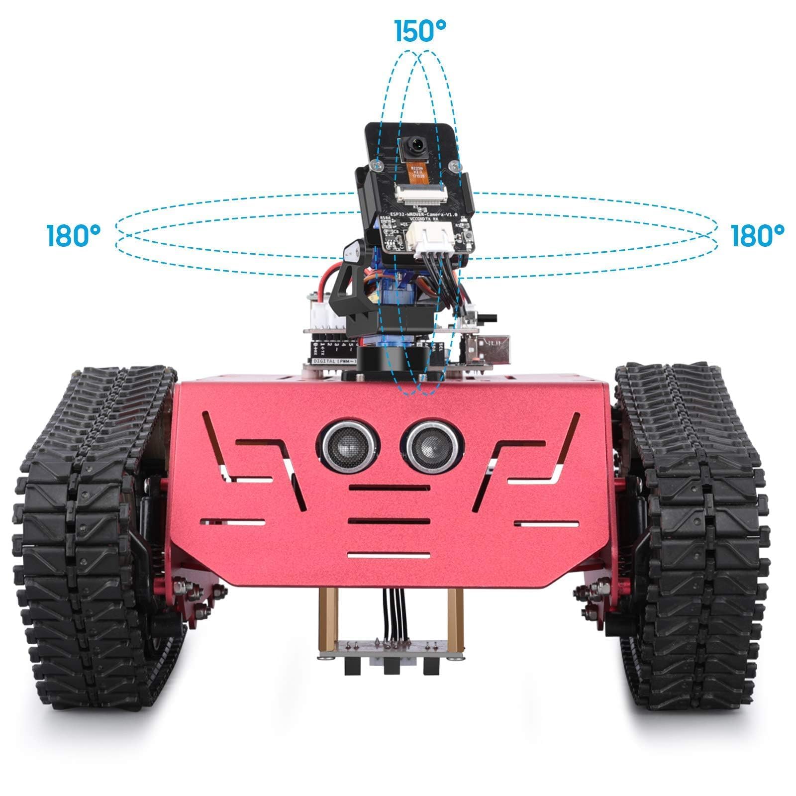 ELEGOO Smart Robot Tank Kit kompatybilny z Arduino IDE zestaw klocków elektronicznych z UNO R3, czujnik ultradźwiękowy, moduł Bluetooth, moduł kamery, robot samochodowy, zabawka dla dzieci