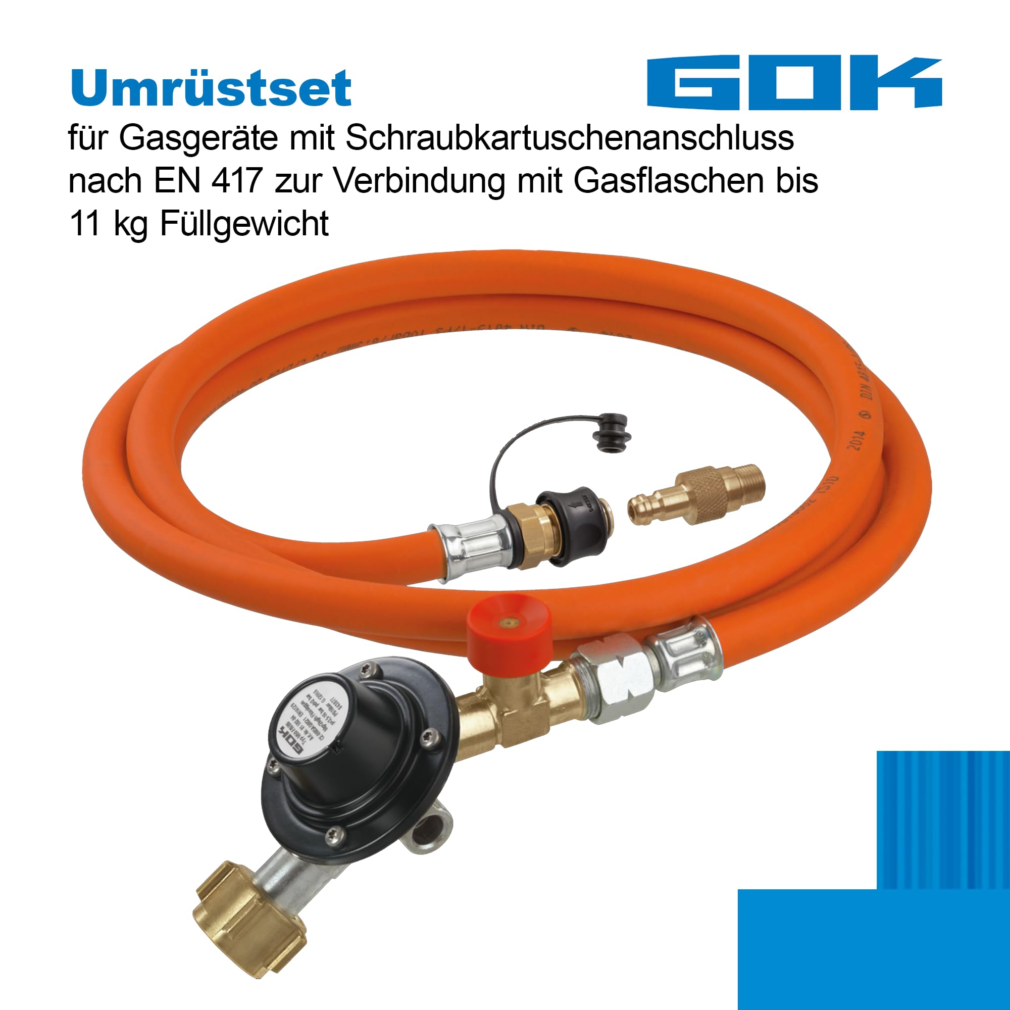 GOK Regler-Schlauch-Set M50-F/SBS, 1,20 Meter Regulierventil, 2kg/h