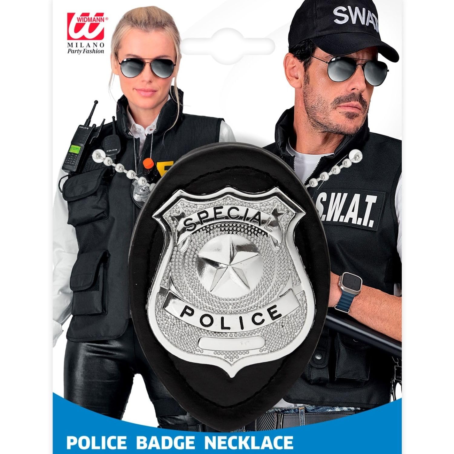 W WIDMANN MILANO Party Fashion - Marka policyjna z naszyjnikiem, policjantem, policjantem, policjantem, kostiumem karnawałowym