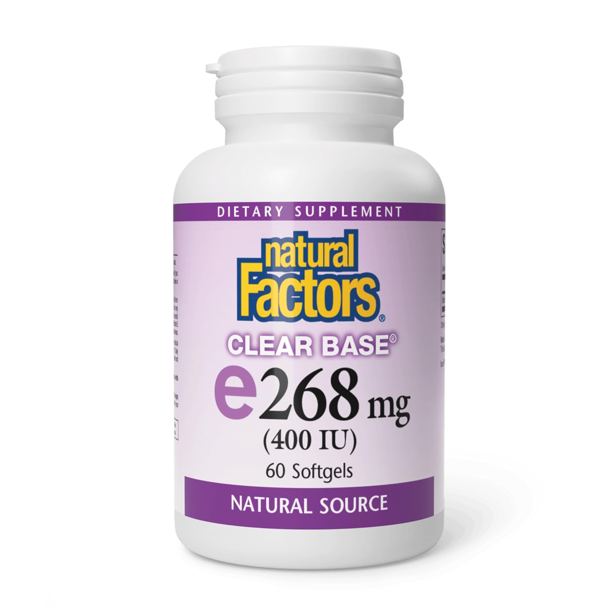 – Natural Factors Clear Base Vitamin E (268mg,400 IU,60 Softgels)