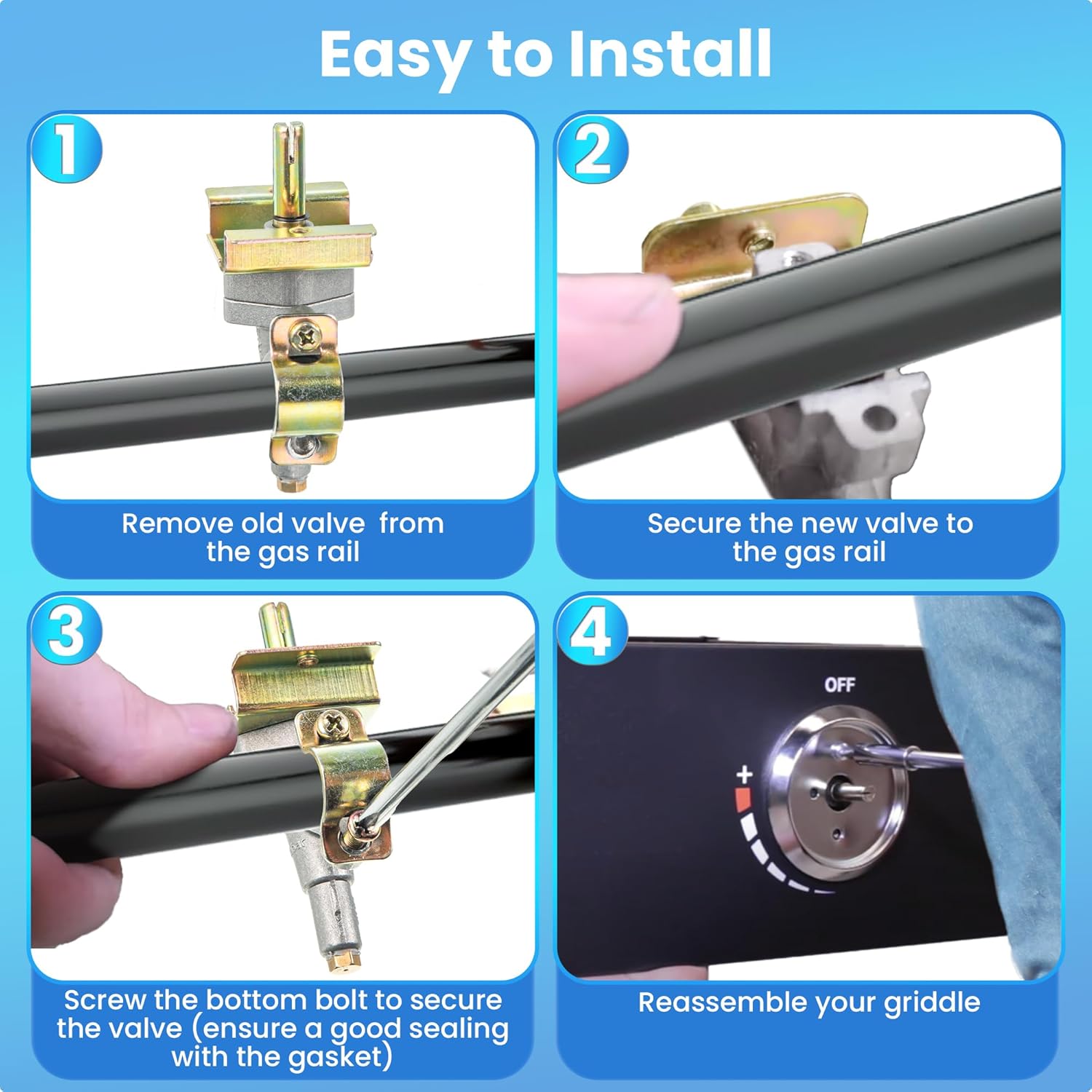 Feekoon 2 Pack Griddle Burner Control Valve Compatible with Blackstone Grill Griddle, Griddle Gas Valve Parts Replacement, Grill Valve Part Compatible with Blackstone 36'' Gas Grill Griddle 1554