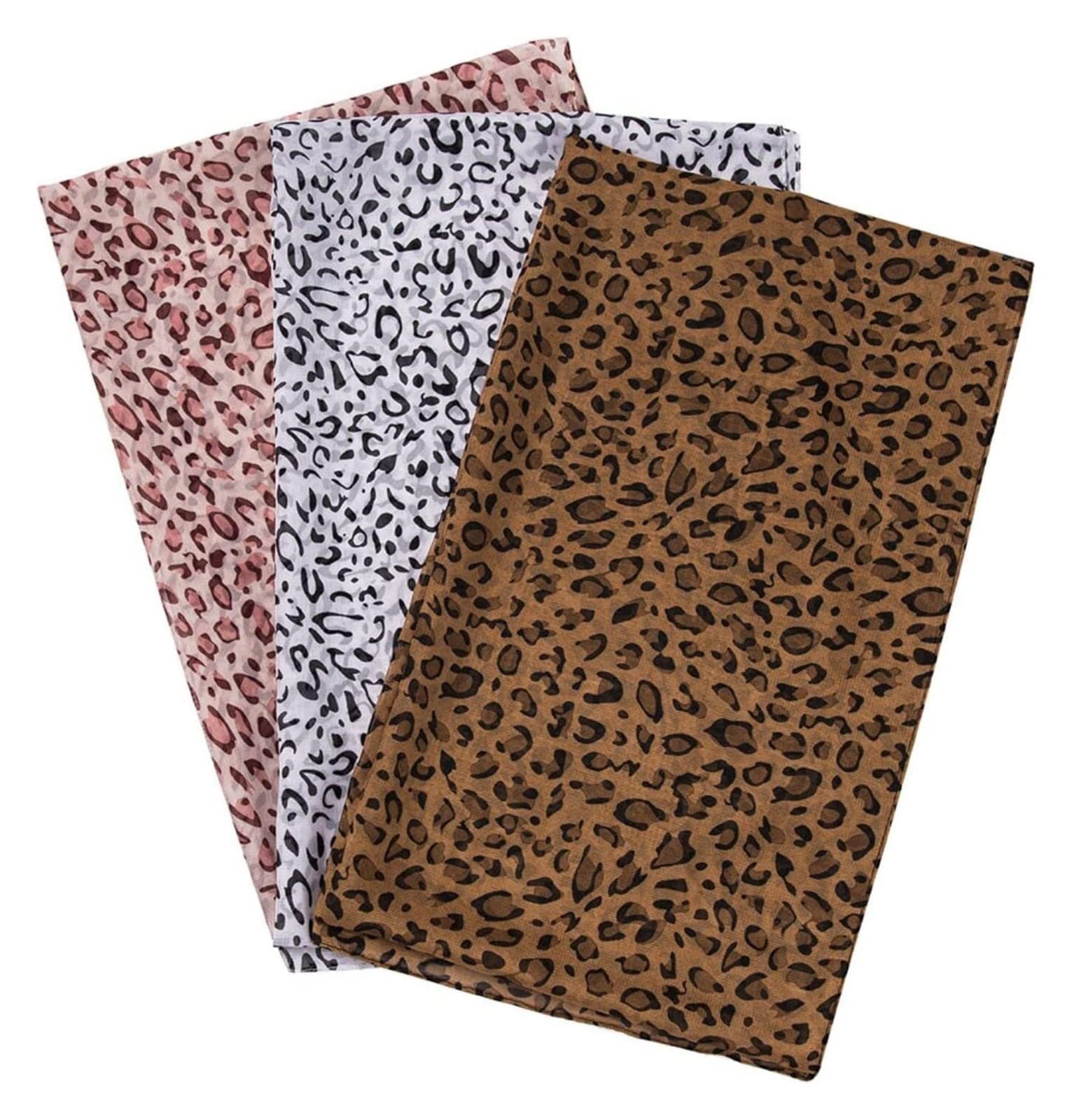 Bufanda Toquilla Bufandas De Gasa Con Lunares Para Mujer, Bufanda Seda Estampado Leopardo, Larga Suave, Chal Clásica Suave