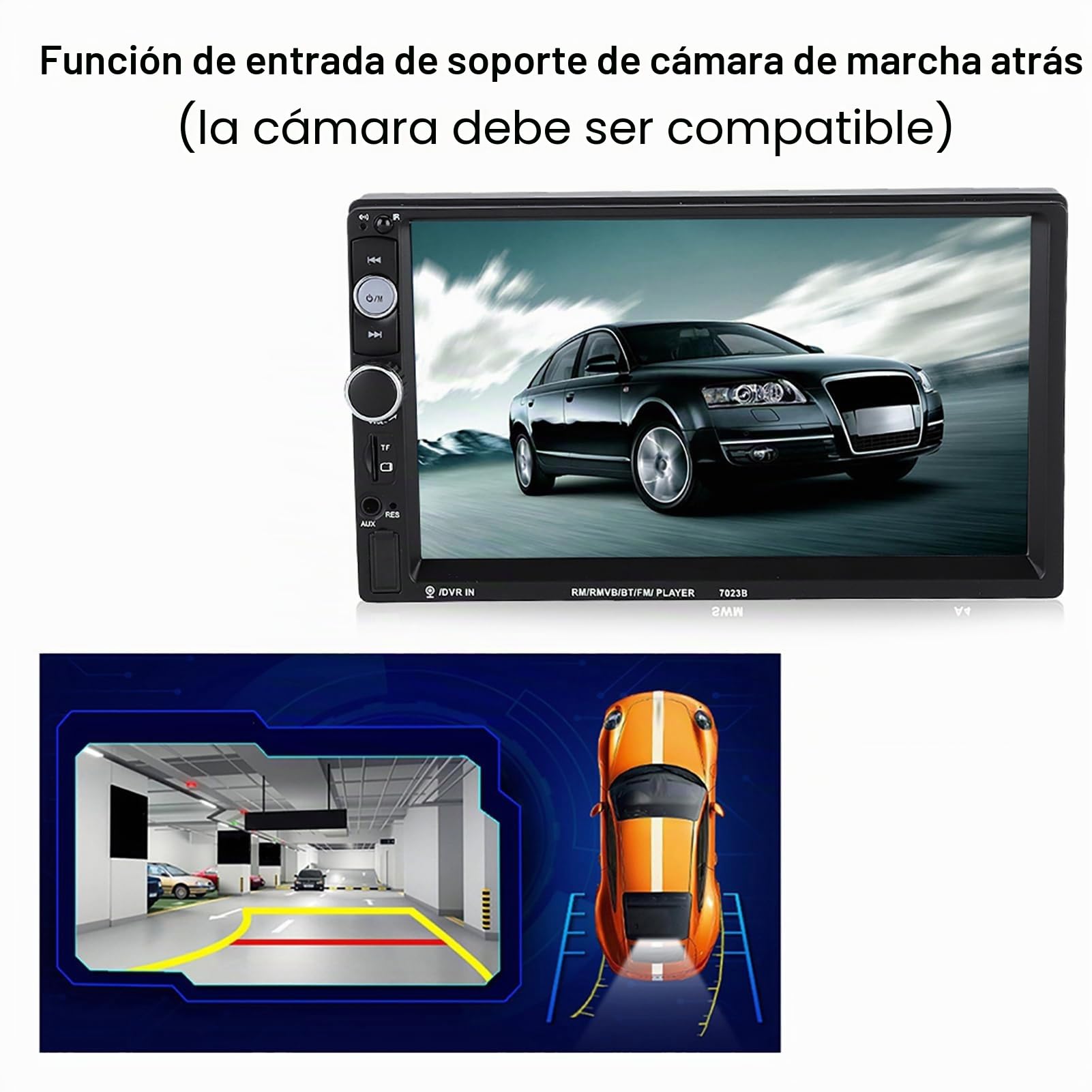 KIMISS 7 Pulgadas MP5 para Coche, Pantalla Táctil Double DIN, Bluetooth, Radio FM, Compatible con Cámara Reversa, Reproductor Multimedia
