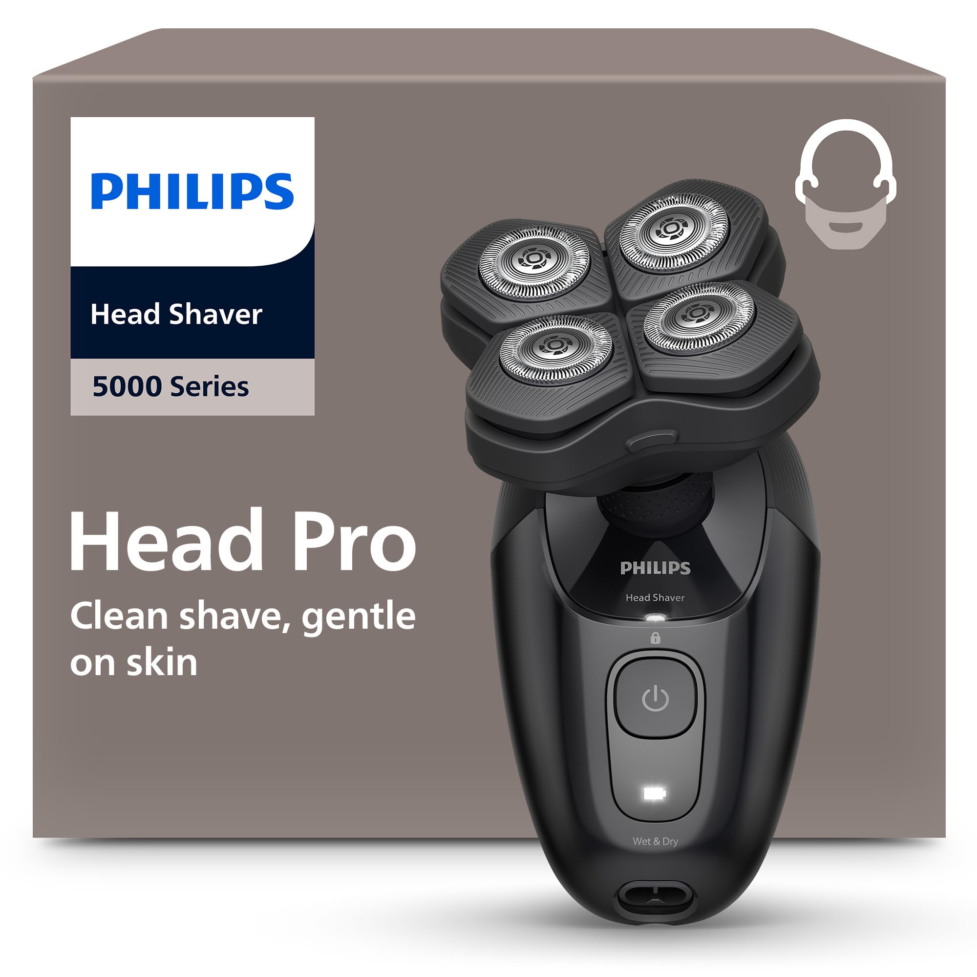 Philips Serie 5000 Pro - Afeitadora de cabeza para hombres y mujeres, cabezal flexible 360°, cuchillas ComfortCut para un afeitado apurado y suave, HS5980/15