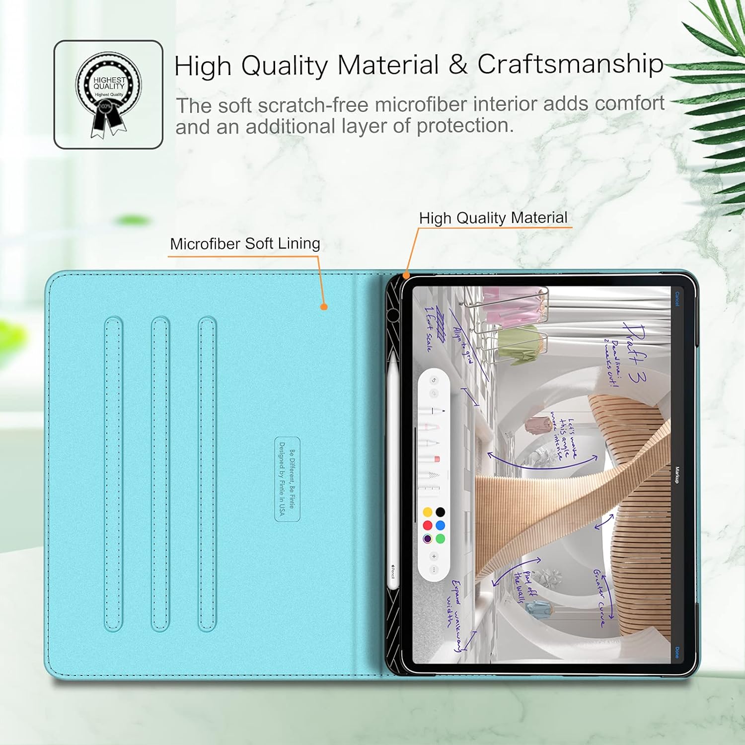 Fintie Folio Case for iPad Pro 12.9" 6th Generation 2022, Multi-Angle Smart Stand Cover w/Pencil Holder & Pocket, Also Fit iPad Pro 12.9 2021 5th & 2020 4th & 2018 3rd Gen, Blossom - Image 8