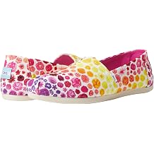 TOMS Womens Alpargata Floral Slip On Flats Casual - White