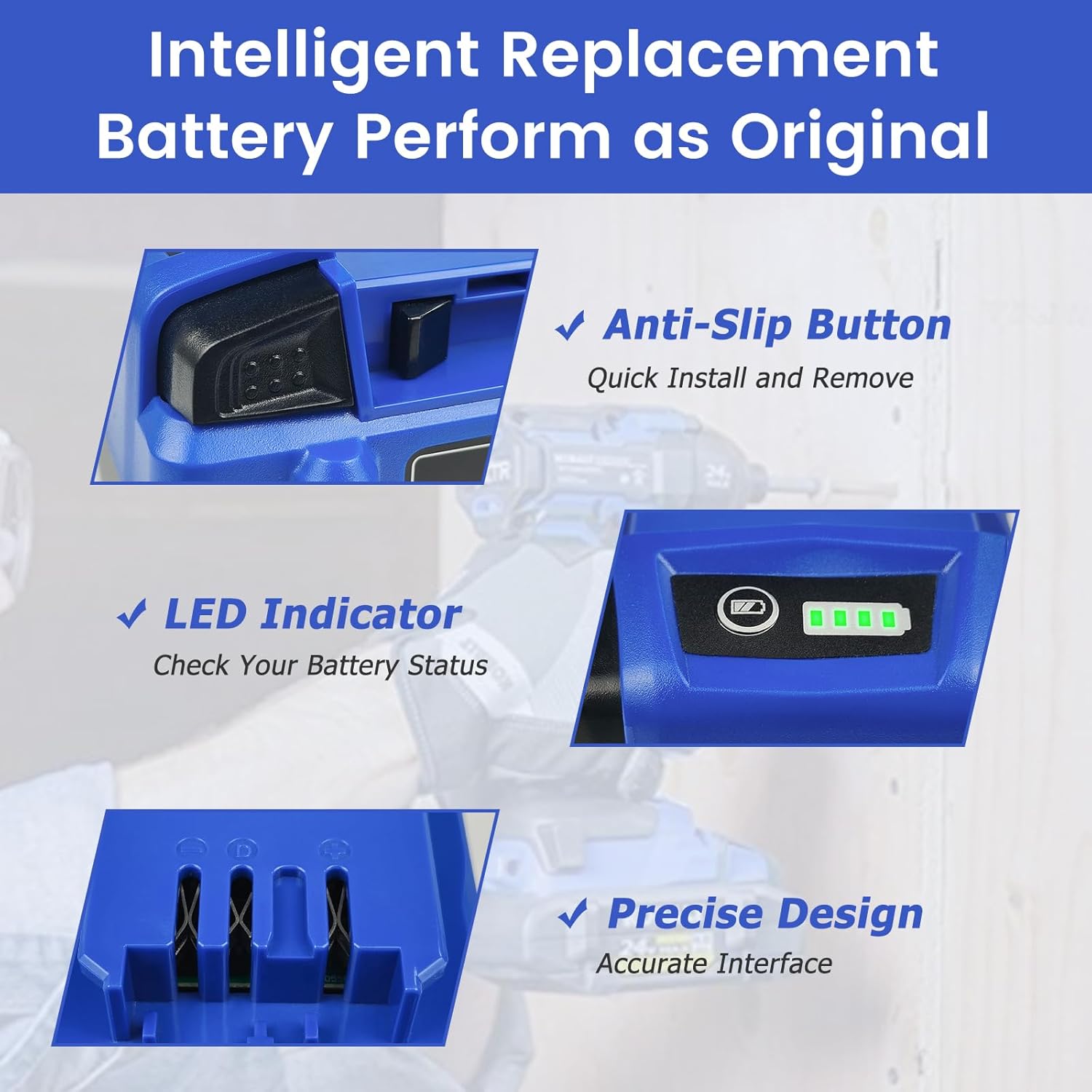 Replacement for Kobalt 24V Battery: 6.0Ah Lithium ion Compatible with 24-Volt Max Battery KB624-03 KB524-03 KB424-03 KB224-03 KB124-03 Suitable for All Kobalt 24 V Cordless Power Tool 2 Packs