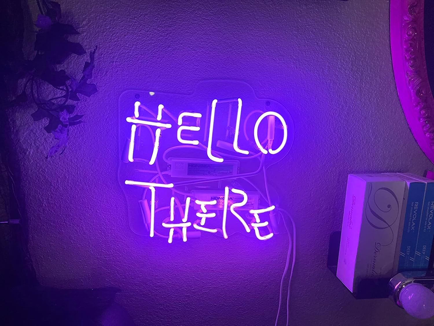 Queen Sense 14" Hello There Hell Here with on/off Switch for O and T Neon Sign Light Acrylic Handmade Man Cave Beer Pub Bar Wall Decor Lamp WB339