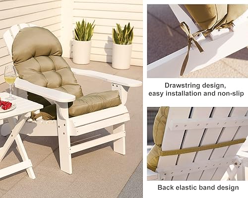 Miniatura 3 de Cojín para silla mecedora, respaldo alto, impermeable, para muebles de exterior, color beige