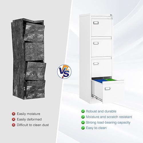 Miniatura 28 de Yizosh Archivador negro de 4 cajones con cerradura, archivadores para oficina en casa, gabinetes de almacenamiento de archivos de oficina