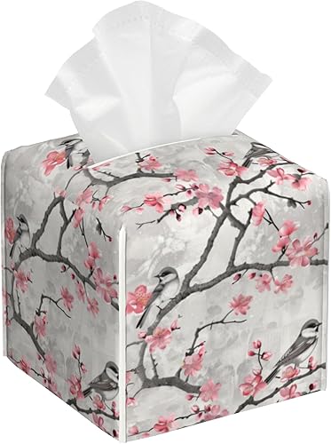 Miniatura 13 de Caja de pañuelos con diseño floral de amapola marrón con acuarela, diseño de flores abstractas de cuero, soporte decorativo para caja de papel de