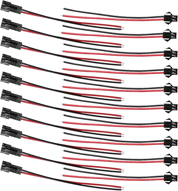 20 Pairs JST Connector Wires AWG JST SM 2 Pin Plug Male and Female Connector for LED Light Lamps Electronic Equipment