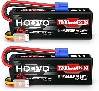 11.1V 120C 7200mAh 3S Lipo Battery Hard Case with EC5 Connector Compatible for RC Car Truck Buggy RC Boat Tracxas LOSI Associated Racing Hobby RC Airplane UAV Drone (2 Packs)