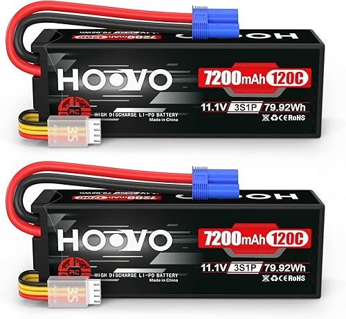 HOOVO Funda rígida de batería Lipo de 11.1 V 120C 7200 mAh 3S con conector EC5 compatible con RC Car Truck Buggy RC Boat Tracxas LOSI Associated disponible en Yaxa Peru