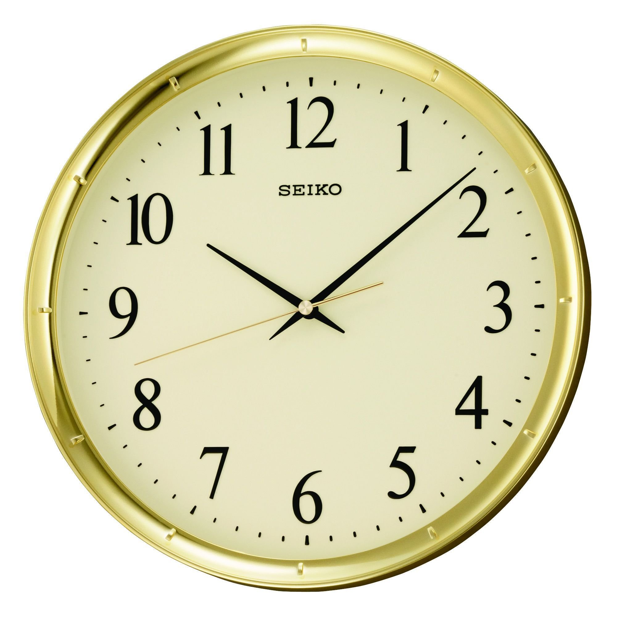 Seiko Clocks Gold Seiko Round Arabic Numerals Wall Clock