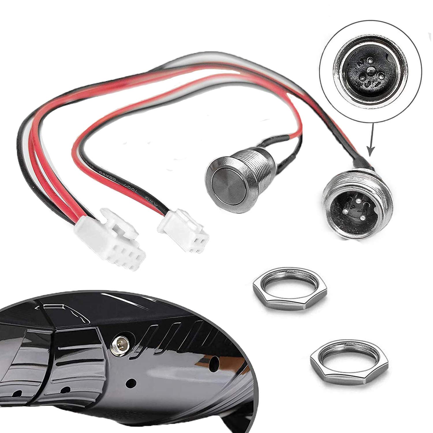 GLDYTIMESHoverboard Charging Port Replacement for Swegway Swagtron Swagboard CHO etc. Smart Self-Balancing Scooter (4 Prong 3 pin)