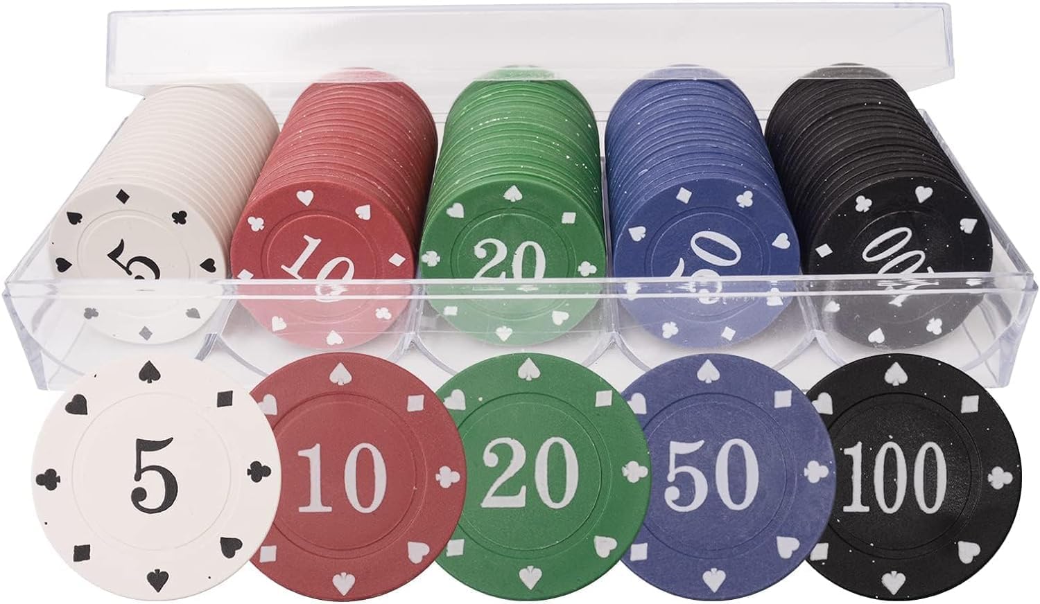 Poker Chips,Denomination Poker Chips Set,Plastic Learning Counters Disks and Learning Math Counting Chips,Game Night Party Supplies(100pcs)