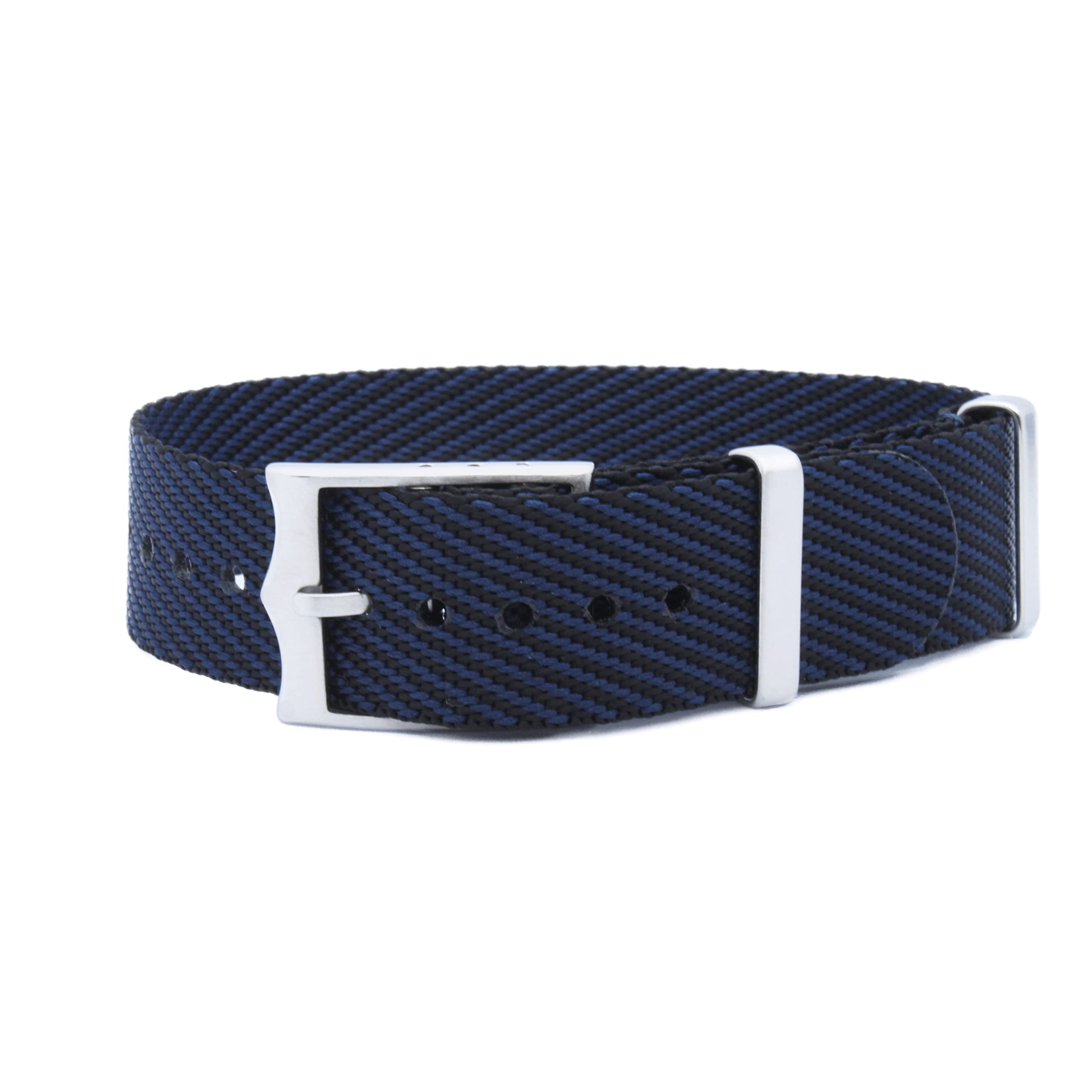 WAMD Single Layer/Single Pass Nylon Fabric NATO Watch Straps/Bands with Crown Buckle - Choice of Colour & Width (Black and Blue, 20mm) (B0BFL8T17M) Amazon Price History, Amazon Price Tracker
