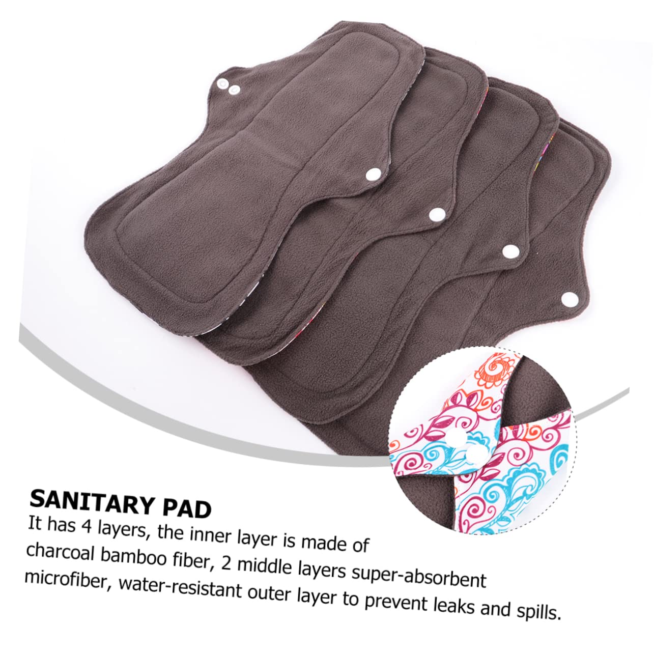Toalla Menstrual de Tela Lavable 4 Piezas de Fibra | Bolsa de Almacenamiento, Reutilizable y Suave, Formato Cómodo para Uso Diario