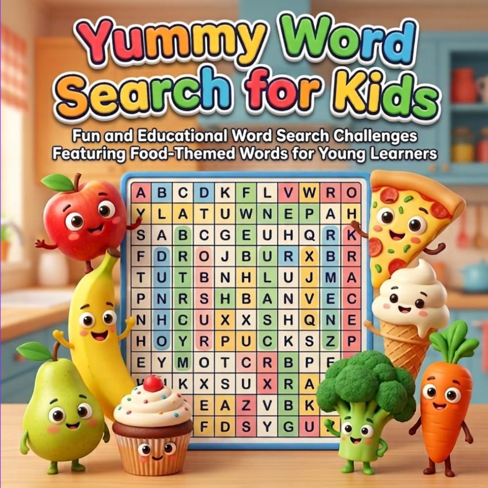 Yummy Word Search for Kids: 50+ Fun Food Puzzles for Kids Ages 6–8