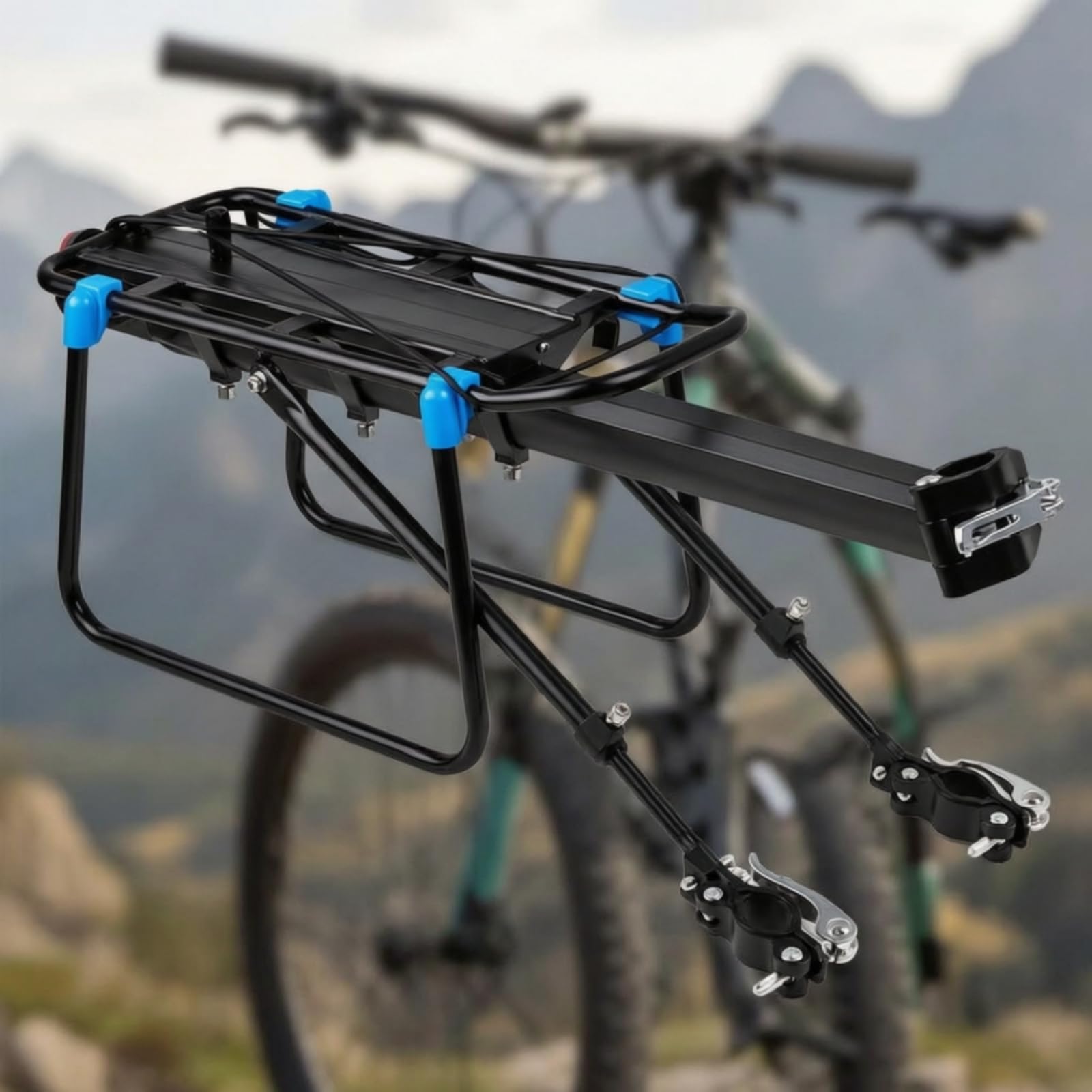Harilla Gepäckträger Fahrrad Gepäckträger Träger Heckträger Lastenträger Aluminium Rechteckige Auflagefläche Und Seitenstreben Sichere Befestigung mit