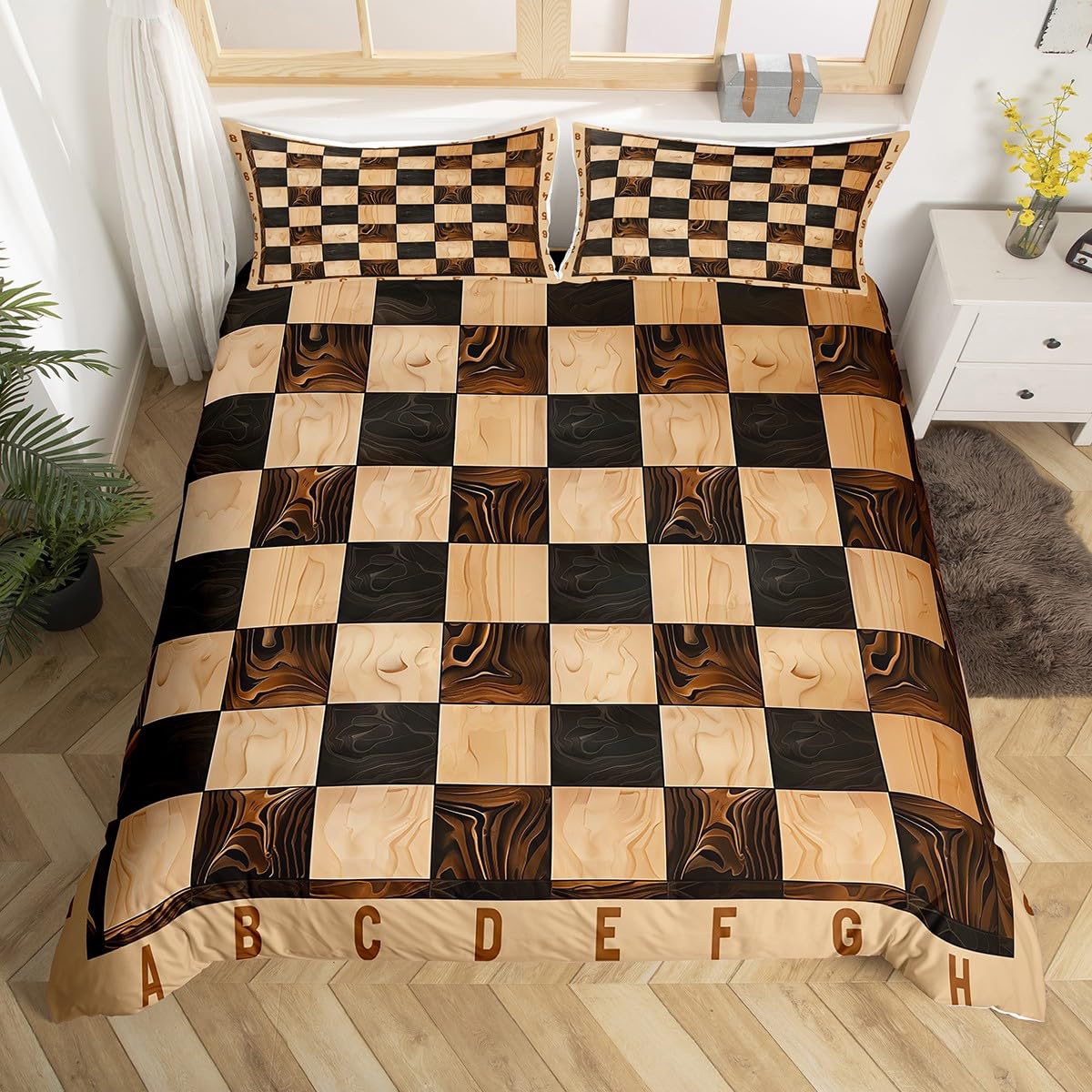 Parure de lit jeu d'échecs infroissable pour literie ado