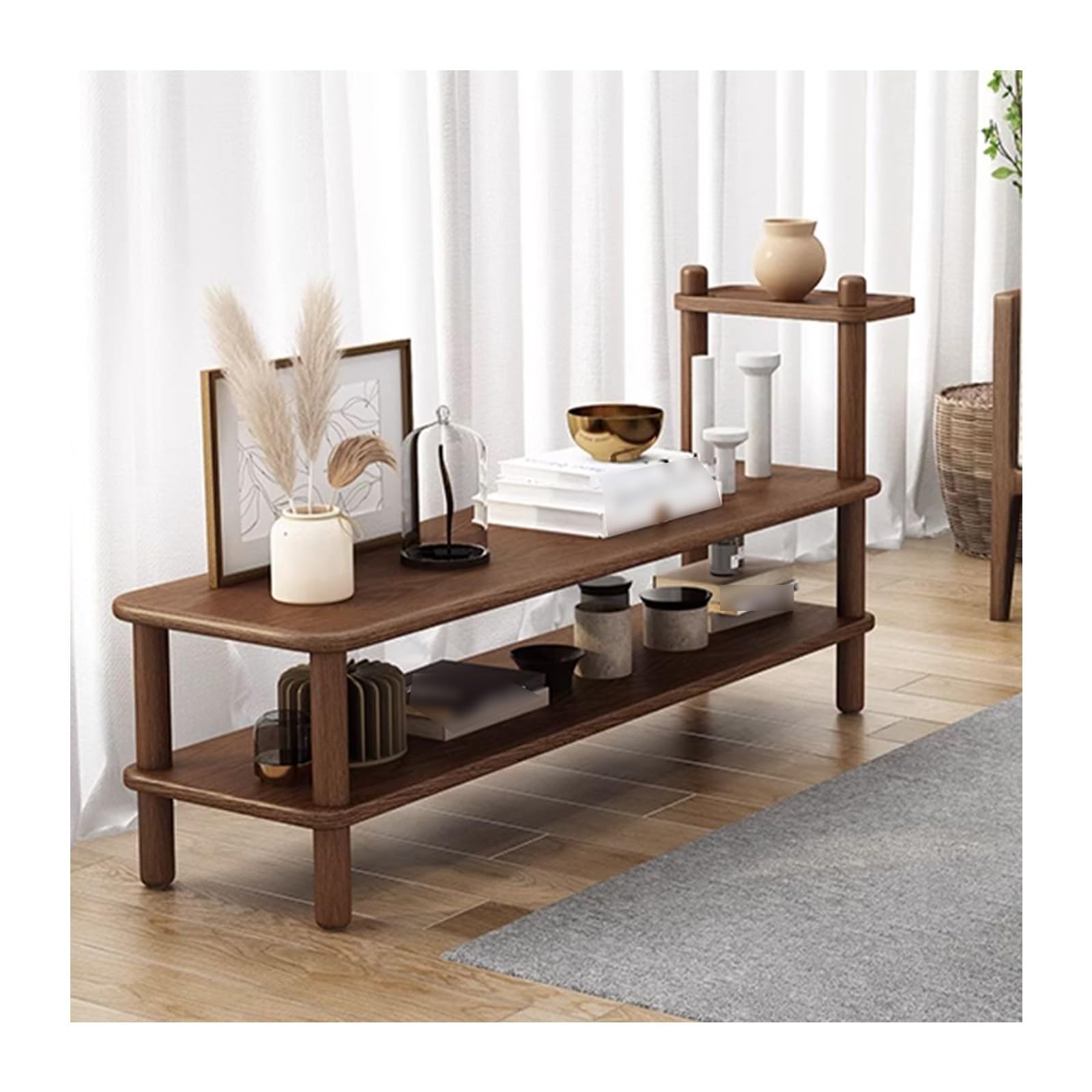 Banc d'entrée en bois massif avec rangement à chaussures 3 niveaux long 100 cm