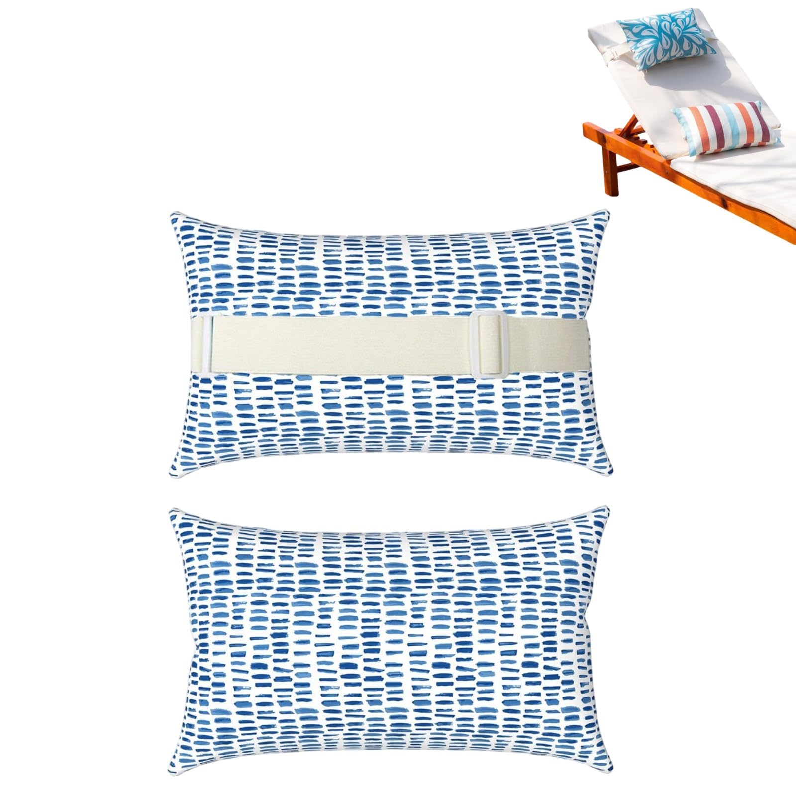 Generico Confezione da 2 Poggiatesta Sdraio Prendisole per Sedia a Sdraio, Cuscino Poggiatesta Esterno impermeabile con Elastica Regolabile per Arredamento da Giardino (B)