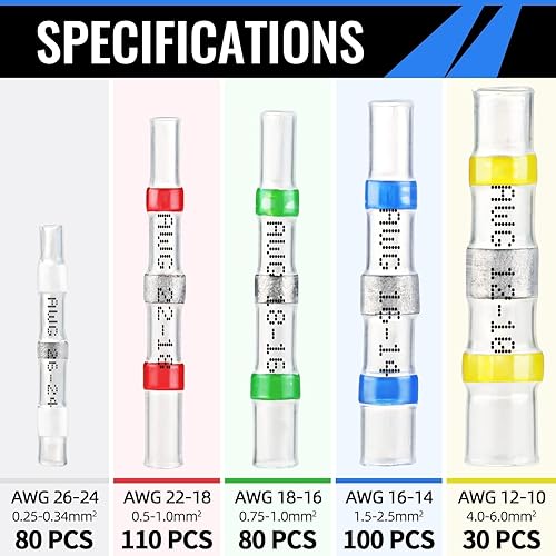 Miniatura 2 de Sopoby - 400 conectores de alambre para sello de soldadura, conectores de tope termorretráctiles autosoldables, manga de soldadura, aislamiento