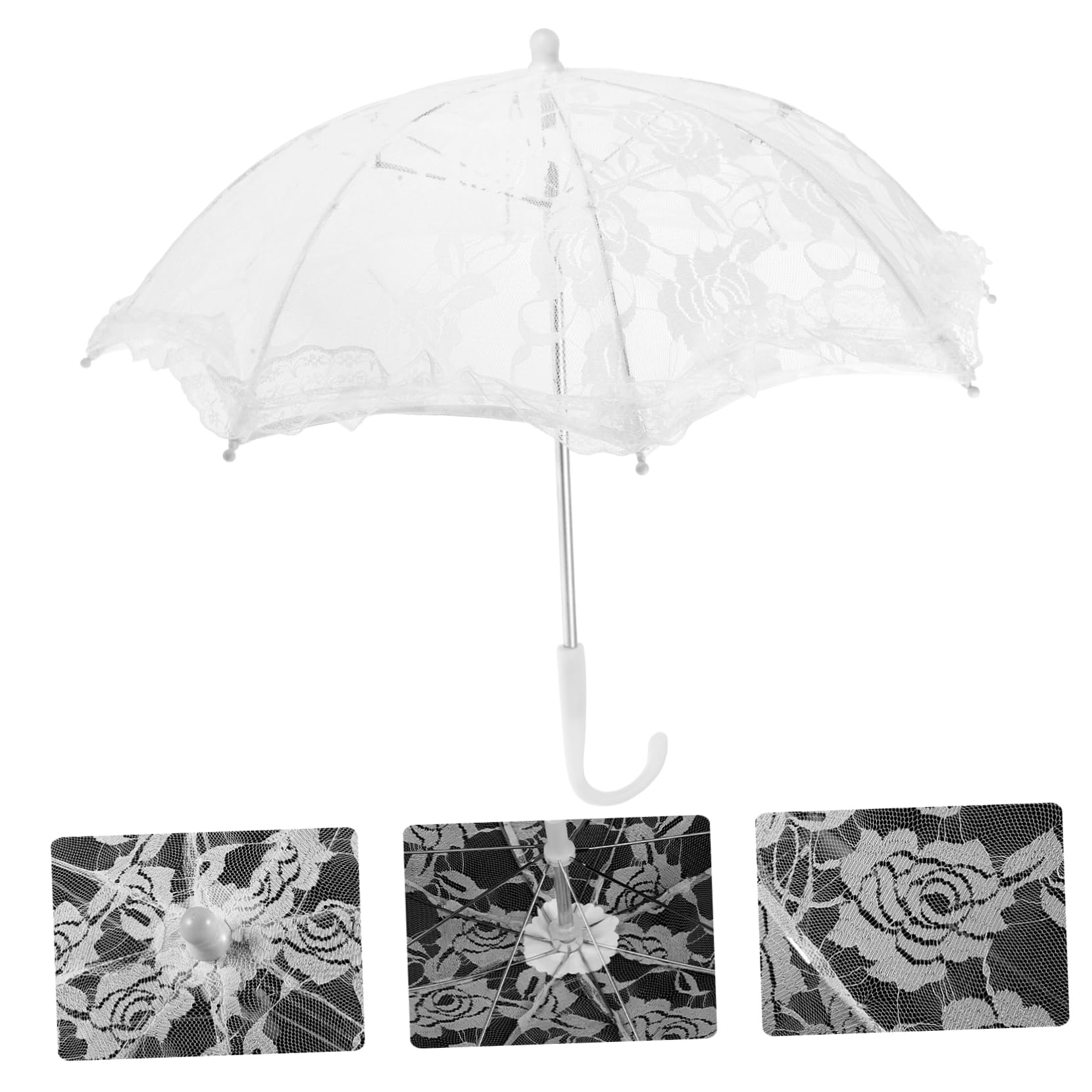 PACKOVE 4pièces Parasol Dentelle pour Mariée Accessoire Élégant pour Cérémonie De Mariage Et Séances Photo Léger Et Romantique
