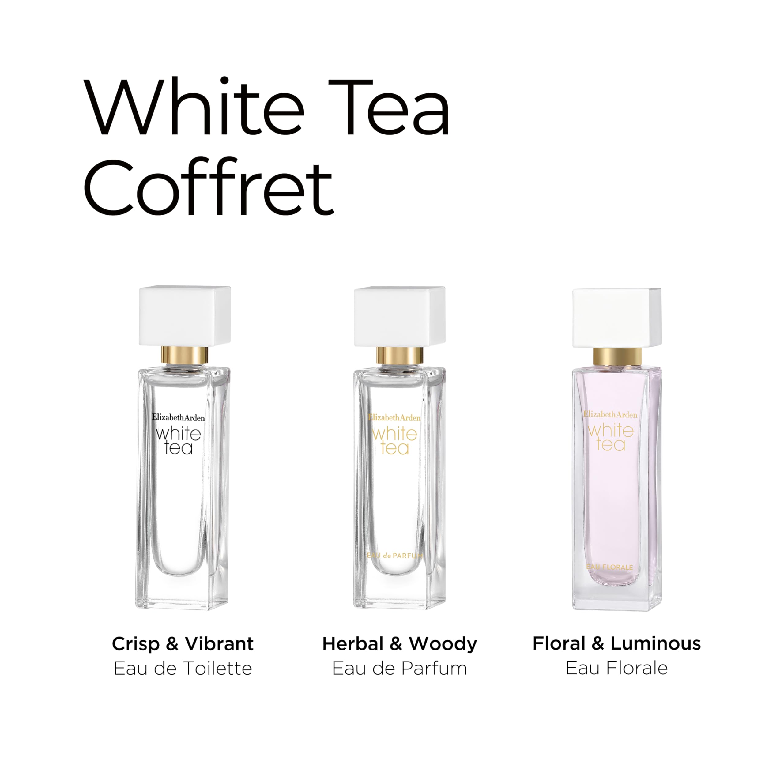 Elizabeth Arden, Juego de regalo de té blanco, Fragancia floral y vibrante, 3 miniaturas de 10 ml, regalo para mujeres