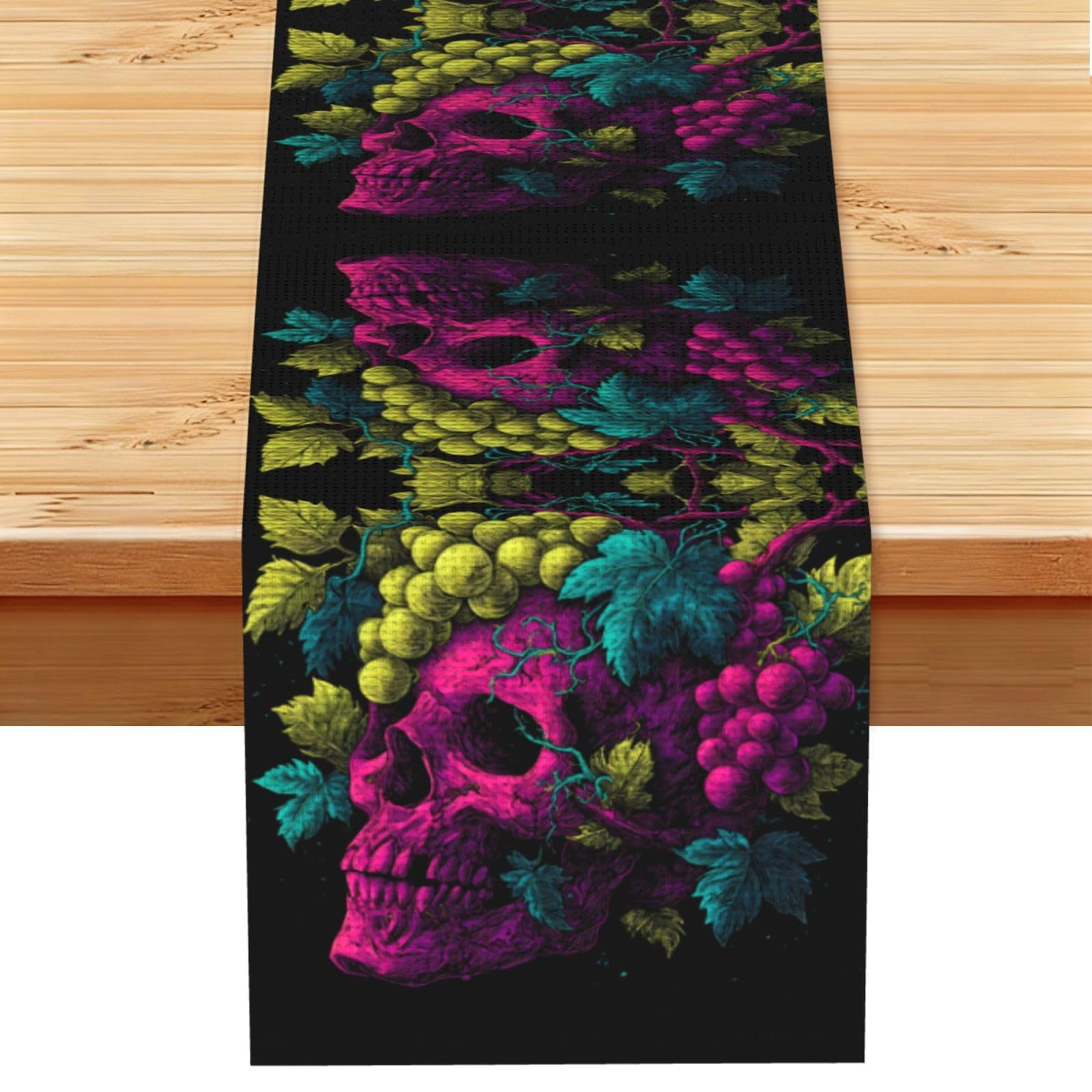 Grape Skull Linen Feel Table Runner Wedding Party Home Decoration