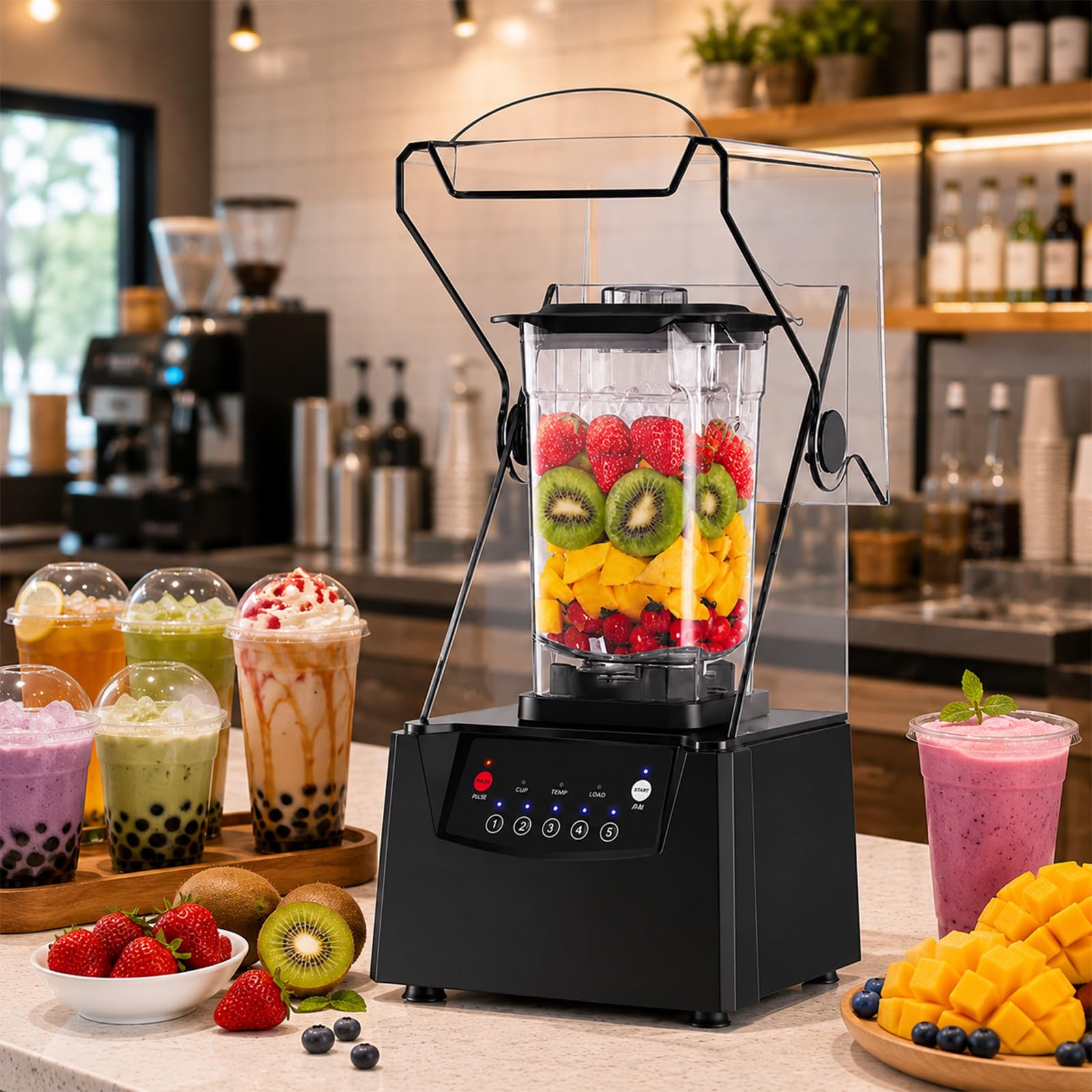 SHUMIAO Commercial Kitchen Blender, 2200W, 17,000 RPM, 2L Sound Enclosure