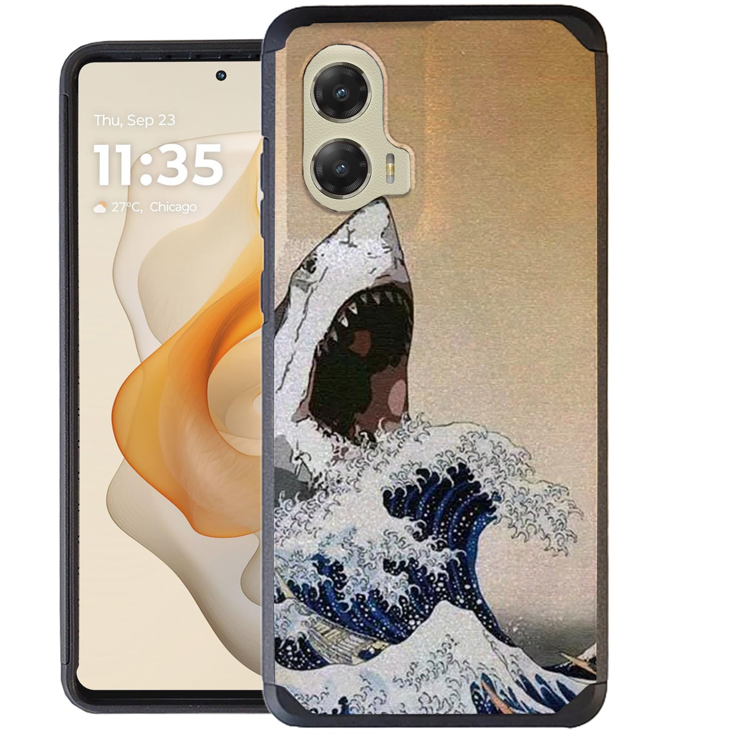 CasesOnDeck Hybrid Case Compatible with Motorola Moto G Stylus 5G 2024 ONLY Case [Dual Tactical] Slim Shock Protecting Heavy Duty Cover (Shark Wave)