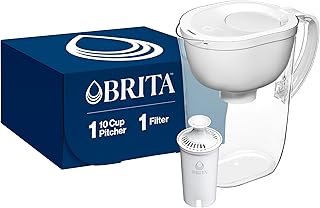 Brita Large Water Filter Pitcher for Tap and Drinking Water with SmartLight Change Indicator, Includes 1 Standard Filter, BPA-Free, Lasts 2 Months, 10-Cup Capacity, Bright White