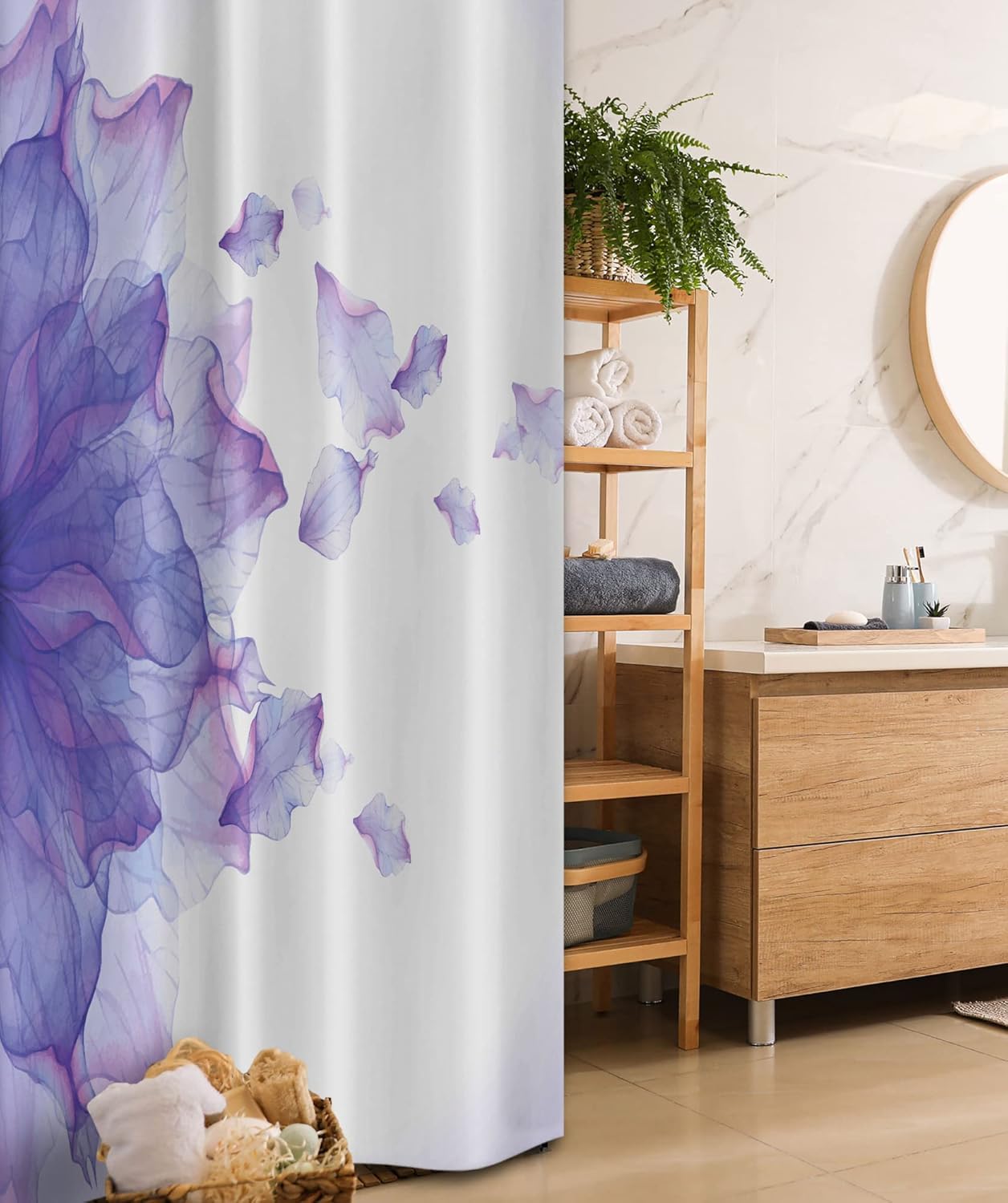 Ambesonne Flower Stall Shower Curtain, Abstract Themed Modern Futuristic Image with Water Like Colored Artwork Print, Fabric Bathroom Decor Set with Hooks, 36" W x 72" L, Lilac Pink