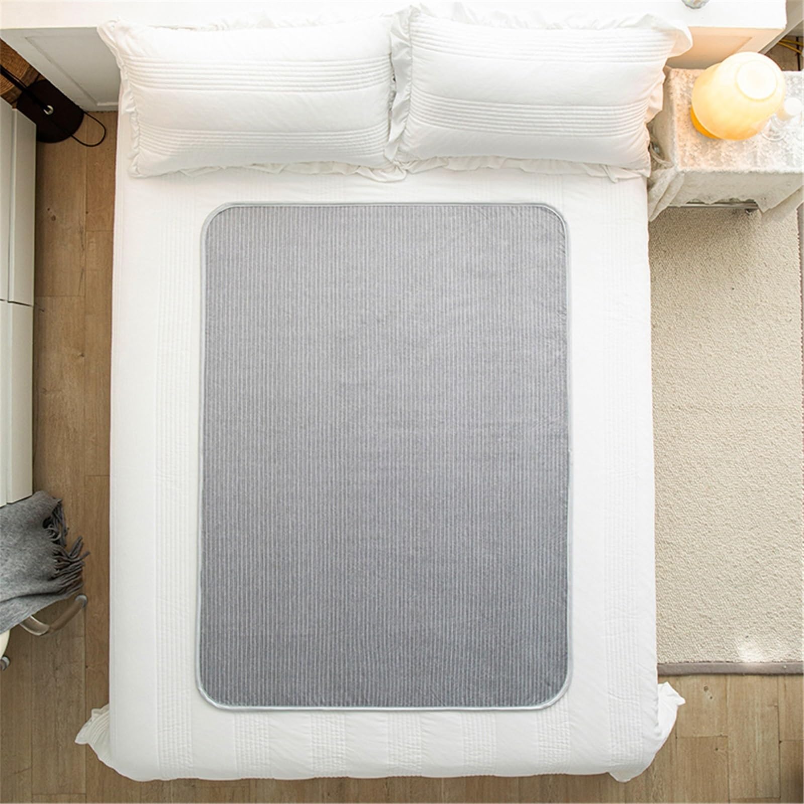Empapadores Cama Adultos Verano Fibra De Lactancia Tejidos Lavables Impermeables Antideslizantes Incontinencia Protector De Cama for Cama Sofá, Suelo(Gray,180x200cm)
