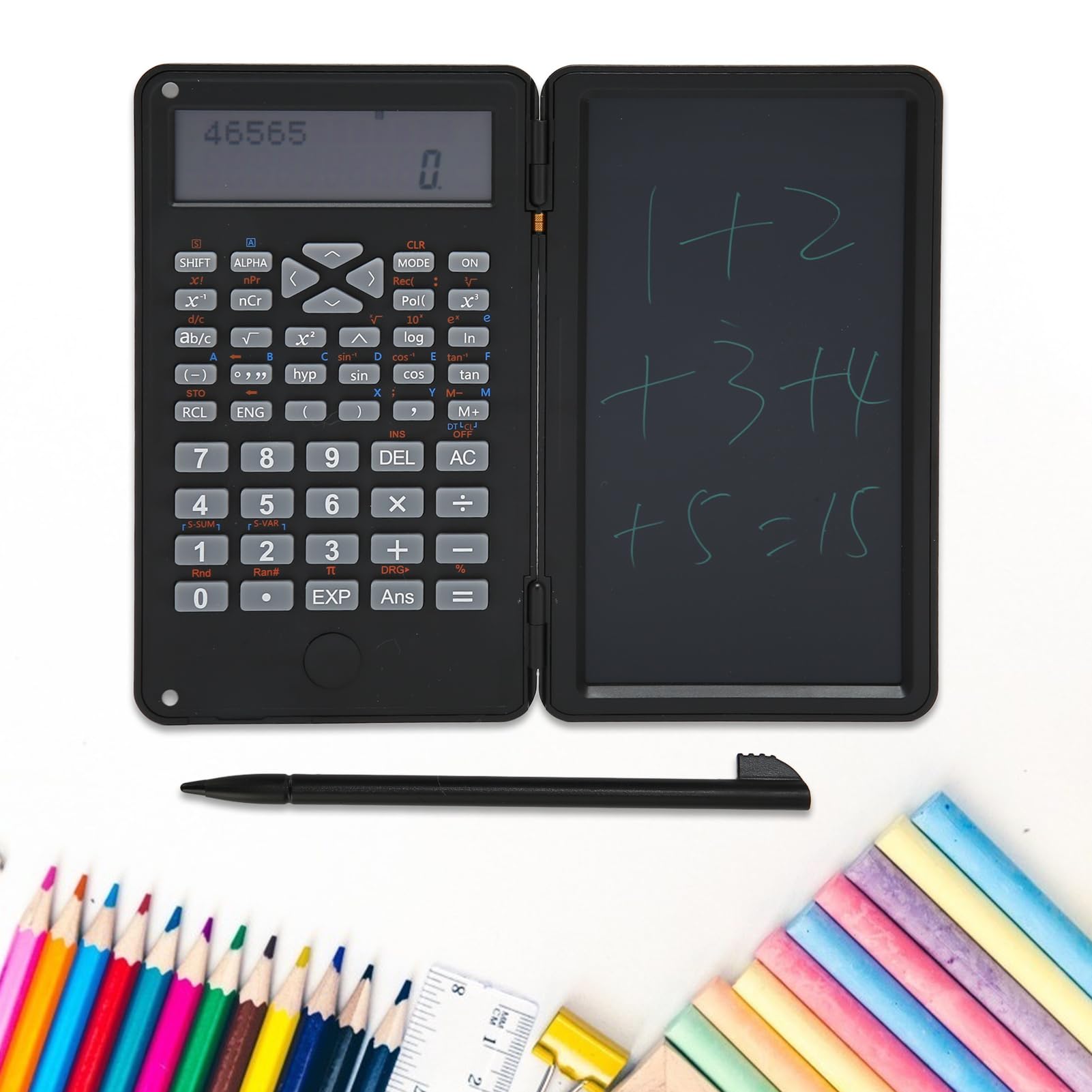 Basic Calculator Notepad With LCD Writing Tablet, Rechargeable, Lock